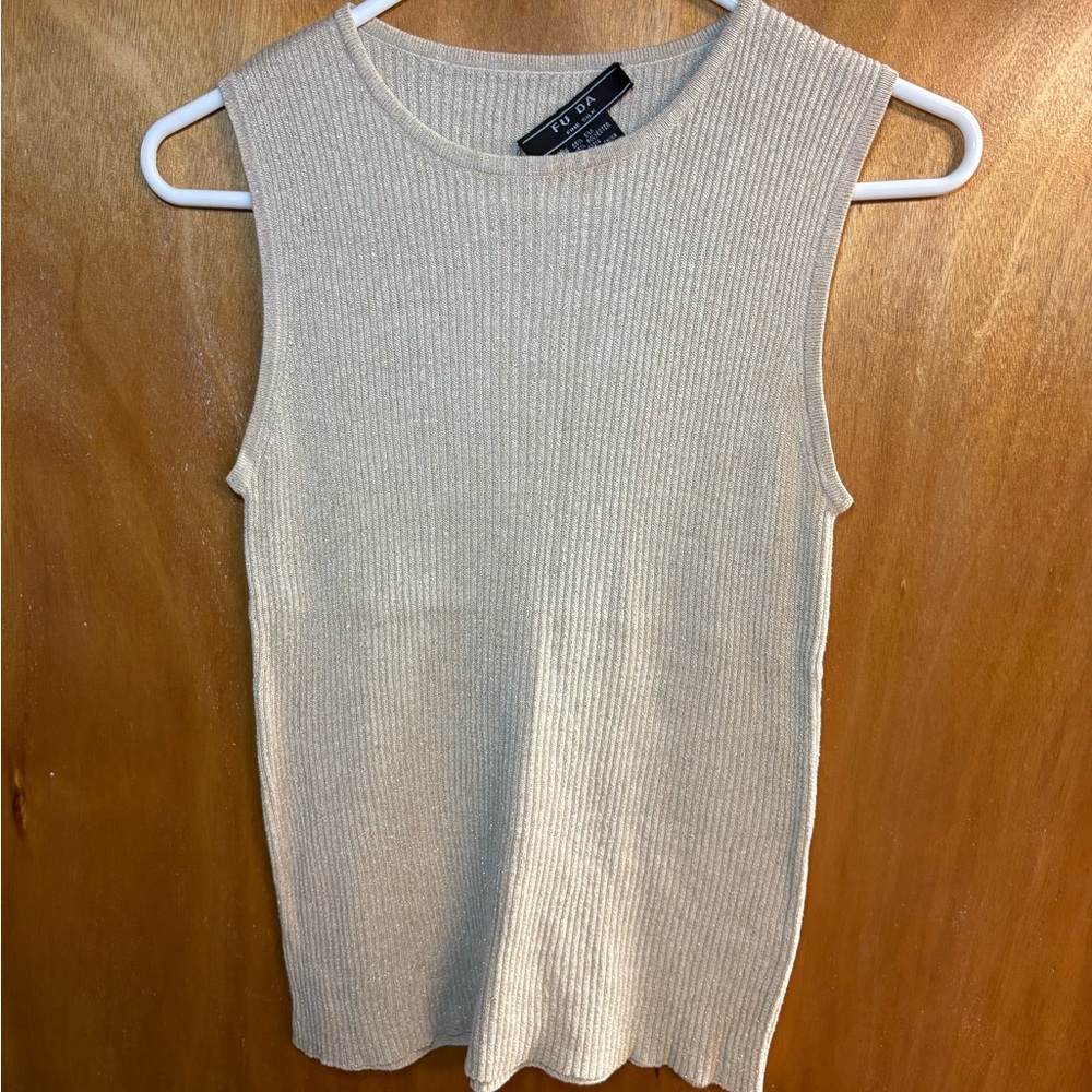 Vintage Fu Da Fine Silk Gold Tanktop Shell